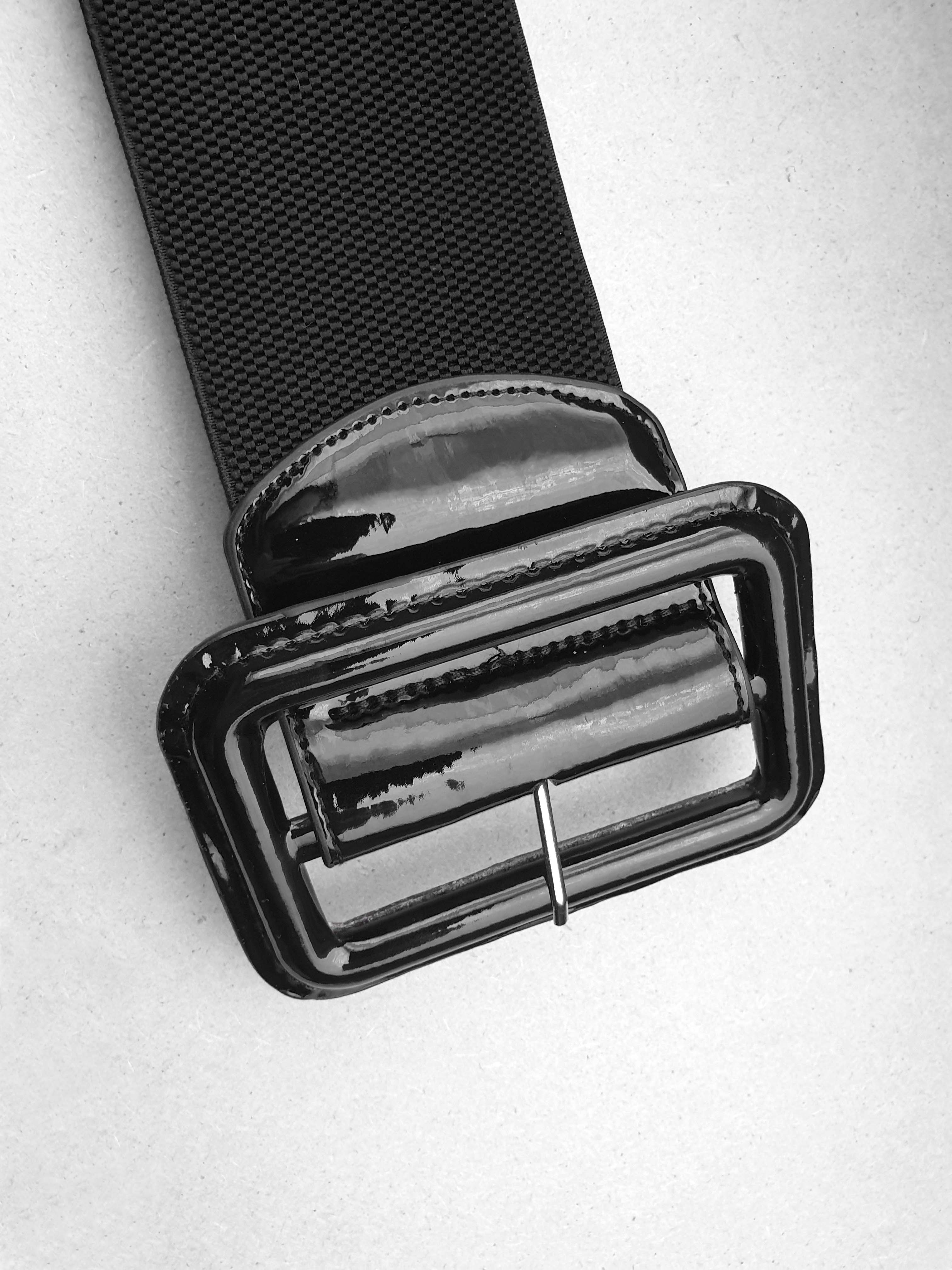 STRETCH WIDE BELT WITH GLOSSY BUCKLE