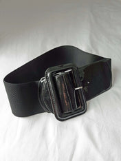 STRETCH WIDE BELT WITH GLOSSY BUCKLE