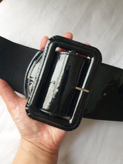 STRETCH WIDE BELT WITH GLOSSY BUCKLE