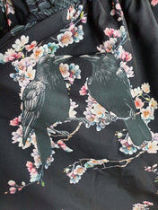WRAP-FRONT MIDI DRESS (Sakura Corvids print)