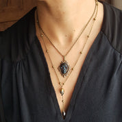 GOTHIC ORNATE RAINBOW SKULL NECKLACE | THEBLACKWARDROBE.COM.