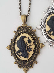 GOTHIC ORNATE RAVEN CAMEO NECKLACE | THEBLACKWARDROBE.COM.