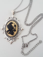 GOTHIC ORNATE RAVEN CAMEO NECKLACE