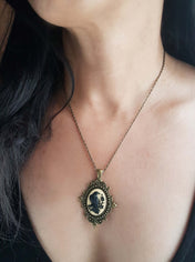 GOTHIC ORNATE RAVEN CAMEO NECKLACE | THEBLACKWARDROBE.COM.