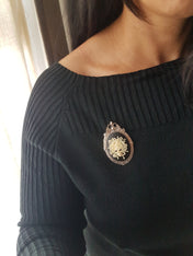 MEDUSA SKULL CAMEO BROOCH