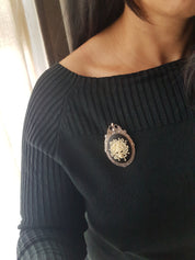 MEDUSA SKULL CAMEO BROOCH
