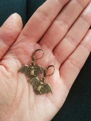 SMALL BATS CHARM EARRINGS | THEBLACKWARDROBE.COM.