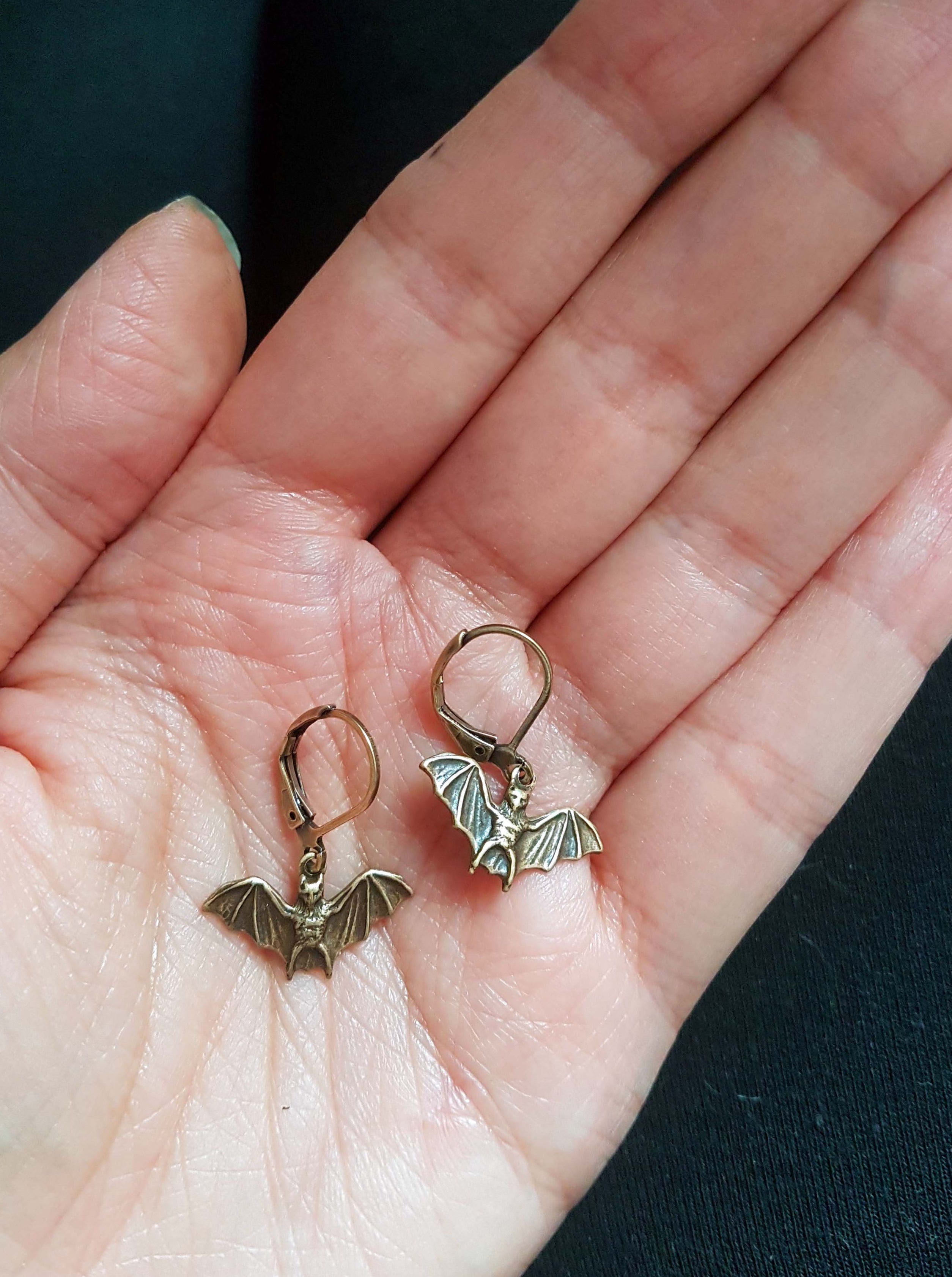 TINY BATS CHARM EARRINGS | THEBLACKWARDROBE.COM.
