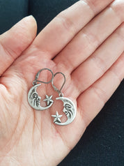 SMALL HALF-MOONS CHARM EARRINGS | THEBLACKWARDROBE.COM.