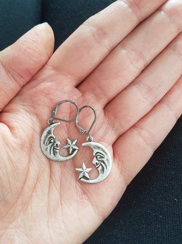 SMALL HALF-MOONS CHARM EARRINGS | THEBLACKWARDROBE.COM.