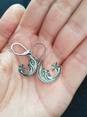 SMALL HALF-MOONS CHARM EARRINGS | THEBLACKWARDROBE.COM.