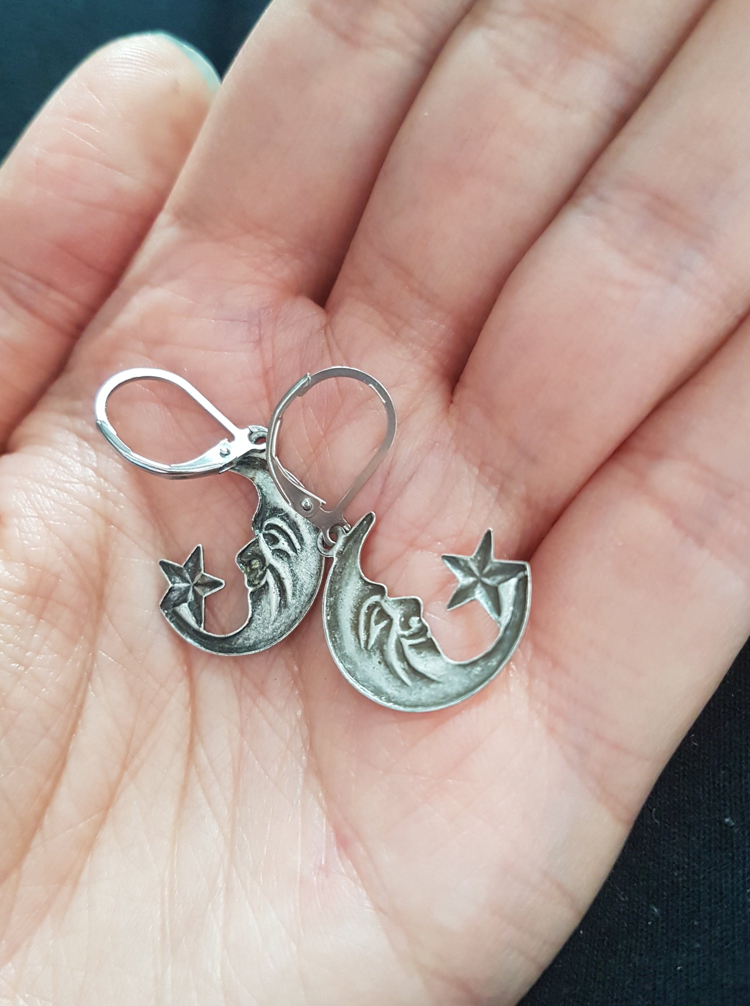 SMALL HALF-MOONS CHARM EARRINGS | THEBLACKWARDROBE.COM.