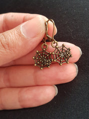 SMALL SPIDERWEB CHARM EARRINGS | THEBLACKWARDROBE.COM.