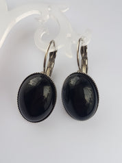 BLACK ONYX CABOCHON EARRINGS | THEBLACKWARDROBE.COM.