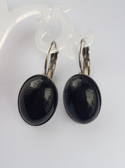 BLACK ONYX CABOCHON EARRINGS | THEBLACKWARDROBE.COM.