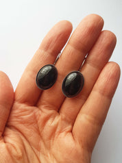 BLACK ONYX CABOCHON EARRINGS | THEBLACKWARDROBE.COM.