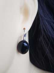 BLACK ONYX CABOCHON EARRINGS | THEBLACKWARDROBE.COM.