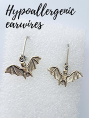 TINY BATS CHARM EARRINGS | THEBLACKWARDROBE.COM.