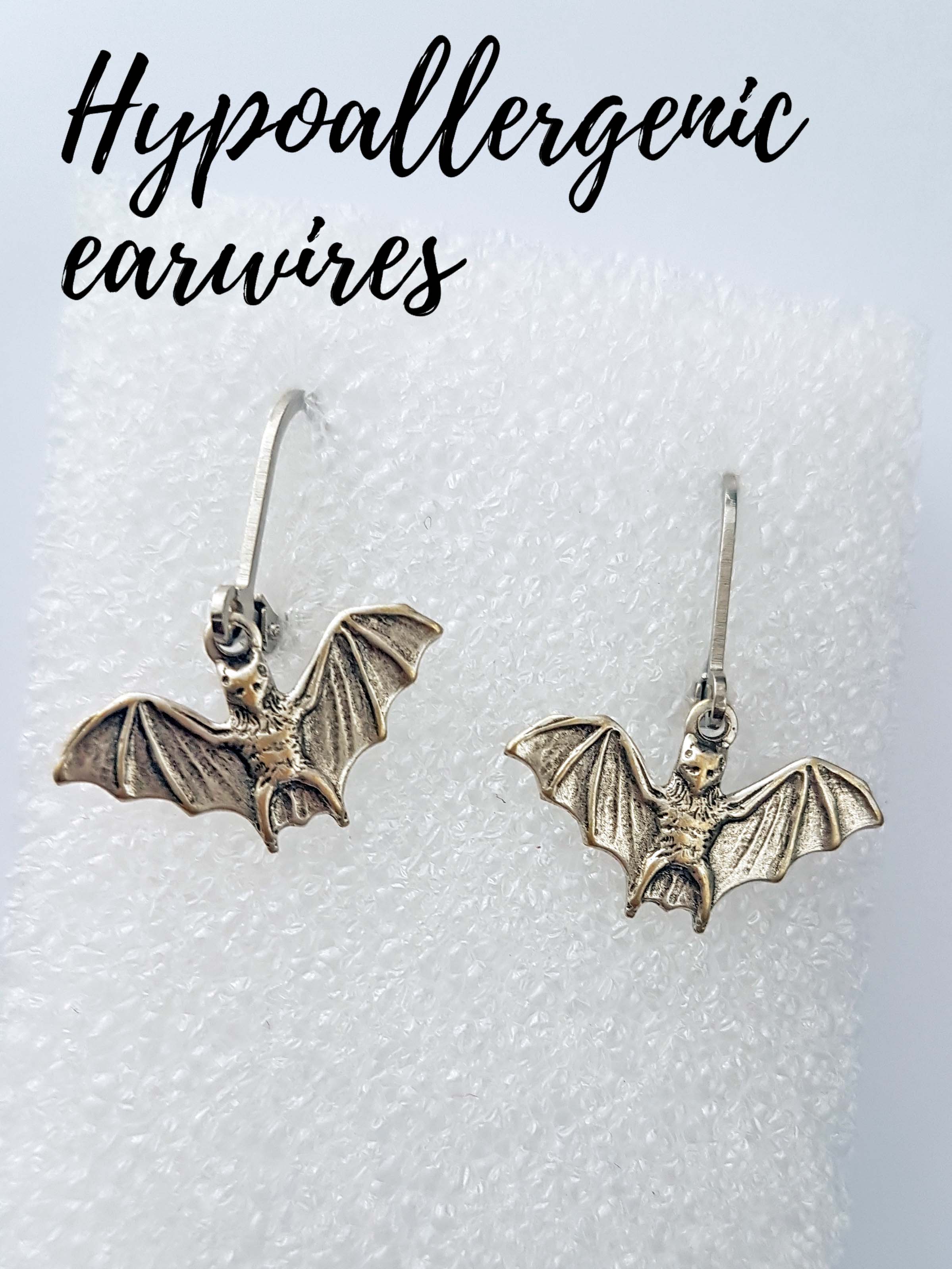TINY BATS CHARM EARRINGS | THEBLACKWARDROBE.COM.