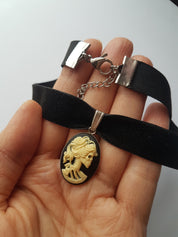 LADY SKULL SKELETON CAMEO CHOKER