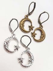 SMALL CRESCENT MOONS CHARM EARRINGS | THEBLACKWARDROBE.COM.