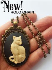 LARGE CAT CAMEO NECKLACE