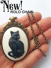 LARGE CAT CAMEO NECKLACE
