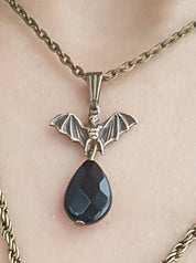 TINY BAT & BLACK-ONYX DROPS jewellery set