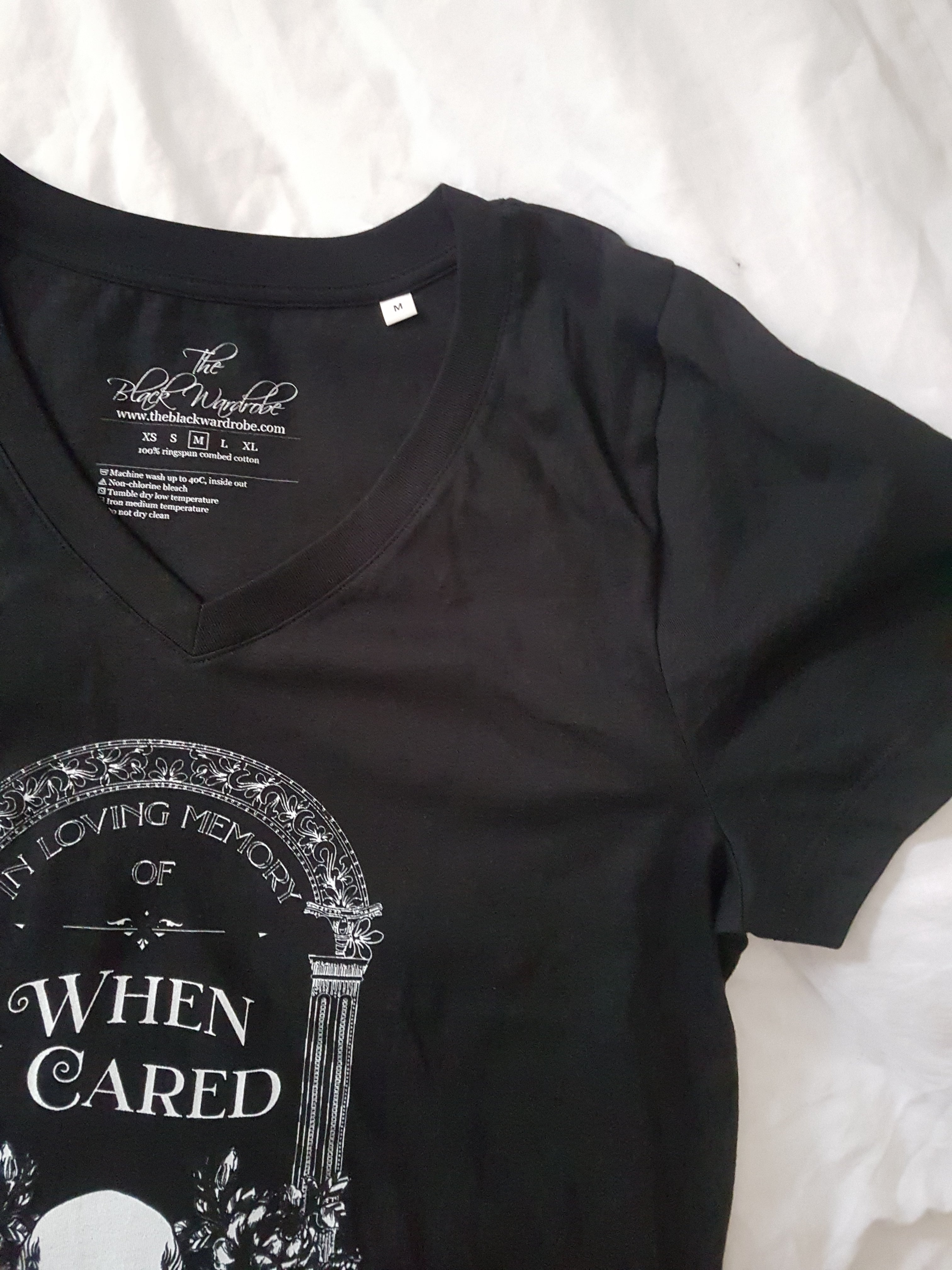 (V-NECK) IN MEMORY OF WHEN I CARED t-shirt