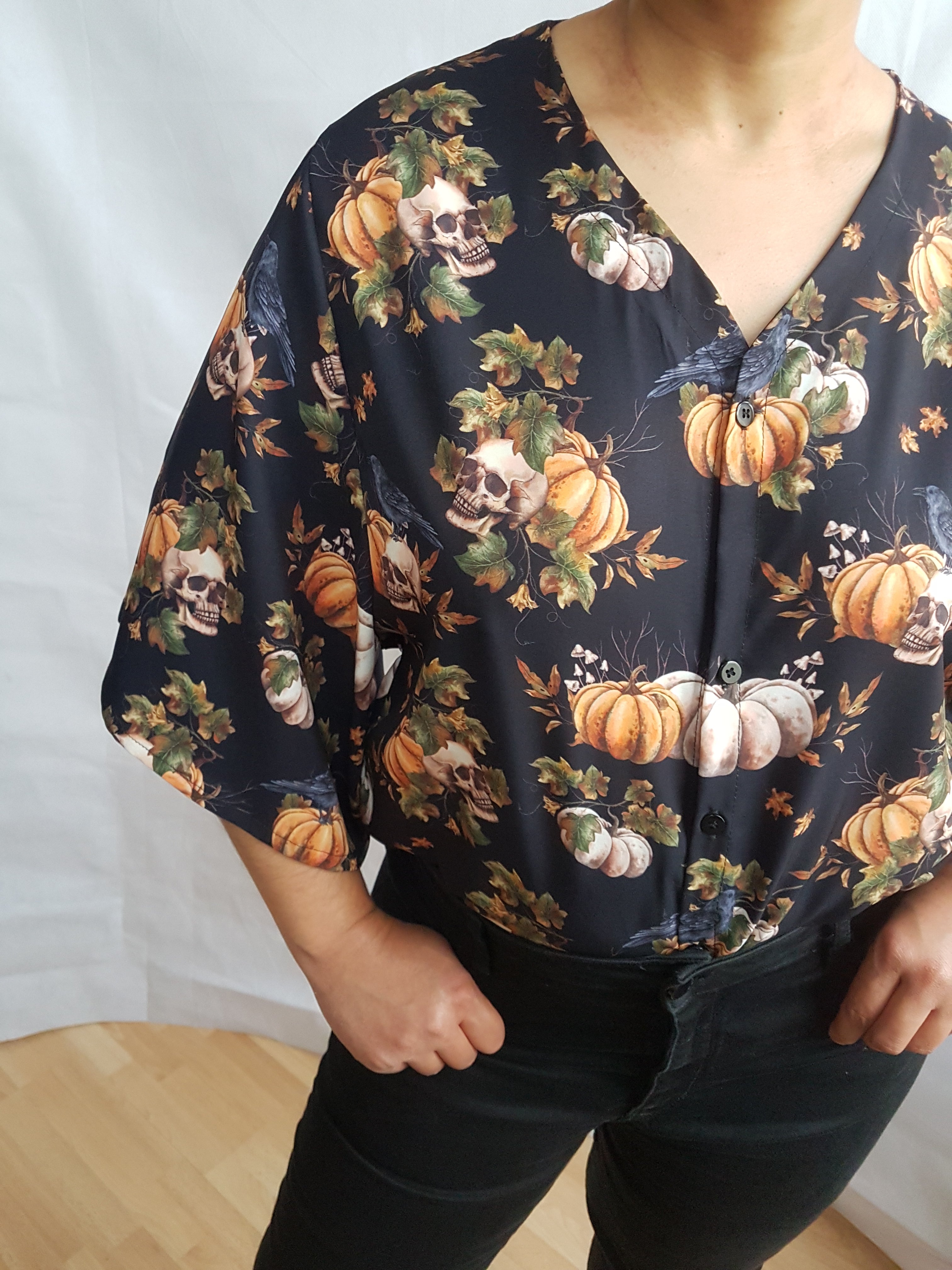 MACABRE PUMPKINS SKULLS RAVENS SHIRT 1