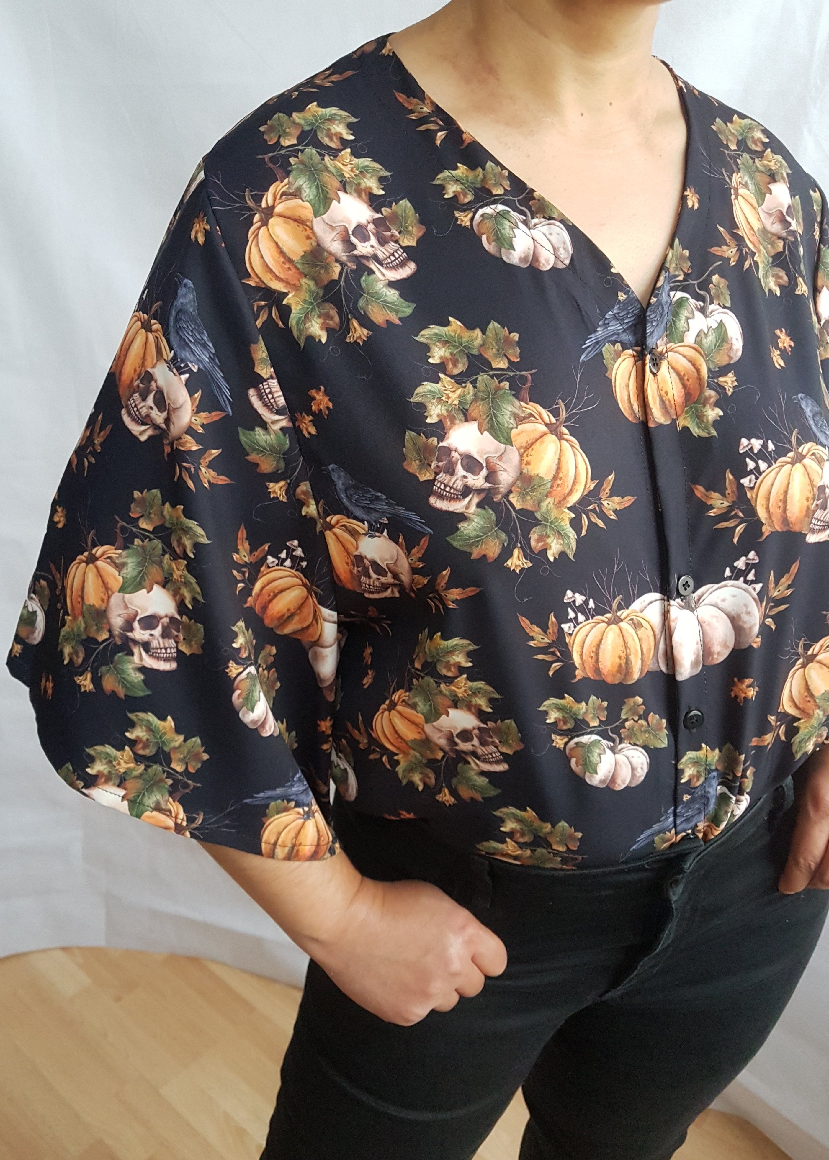 MACABRE PUMPKINS SKULLS RAVENS SHIRT 5