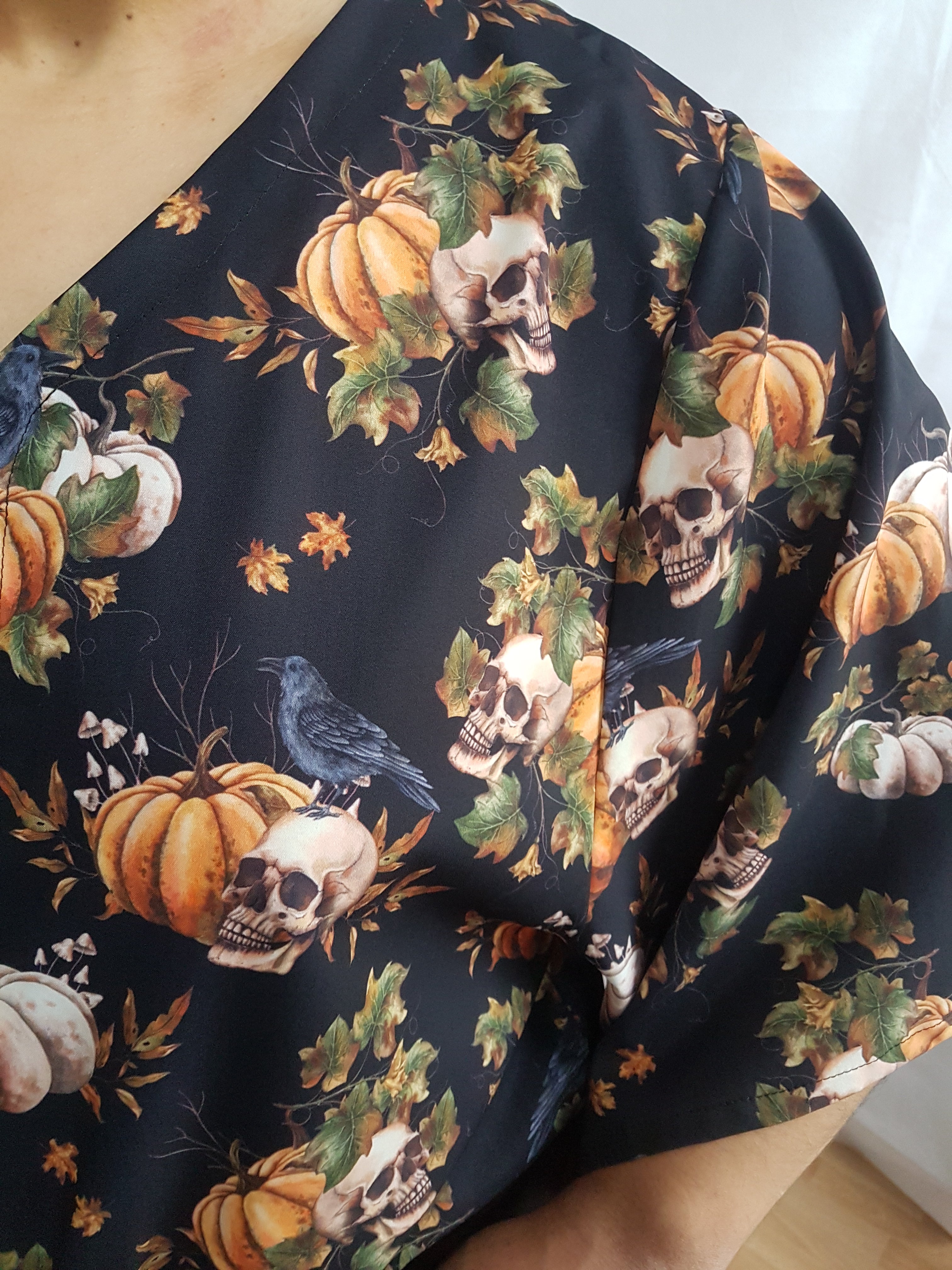 MACABRE PUMPKINS SKULLS RAVENS SHIRT 6