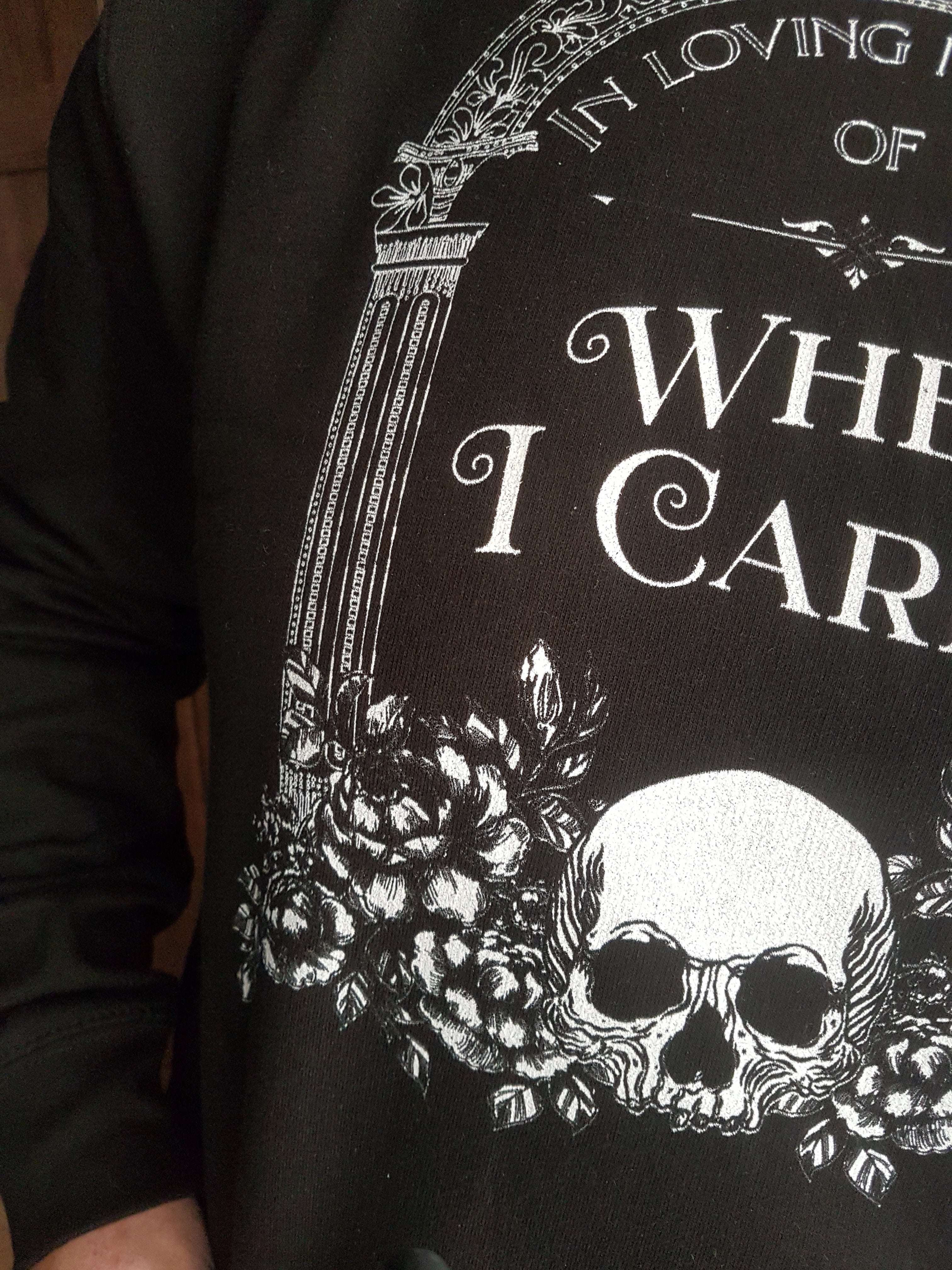 IN MEMORY OF WHEN I CARED sweatshirt