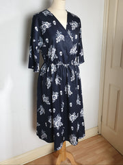 WRAP-FRONT MIDI DRESS (Vintage Floral & Skulls print)