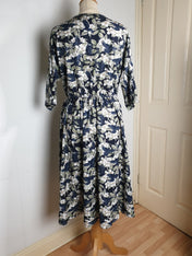 WRAP-FRONT MIDI DRESS (Spring Flying Ravens print)