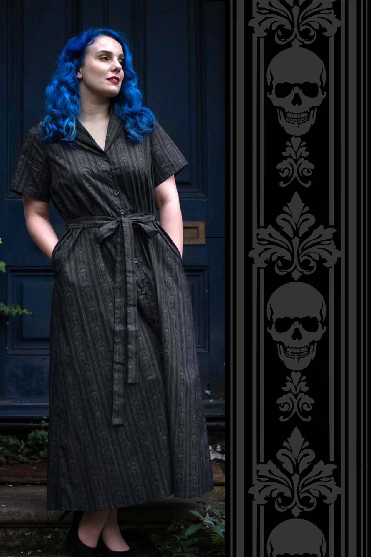 MAXI SHIRTDRESS (Baroque Skulls print)