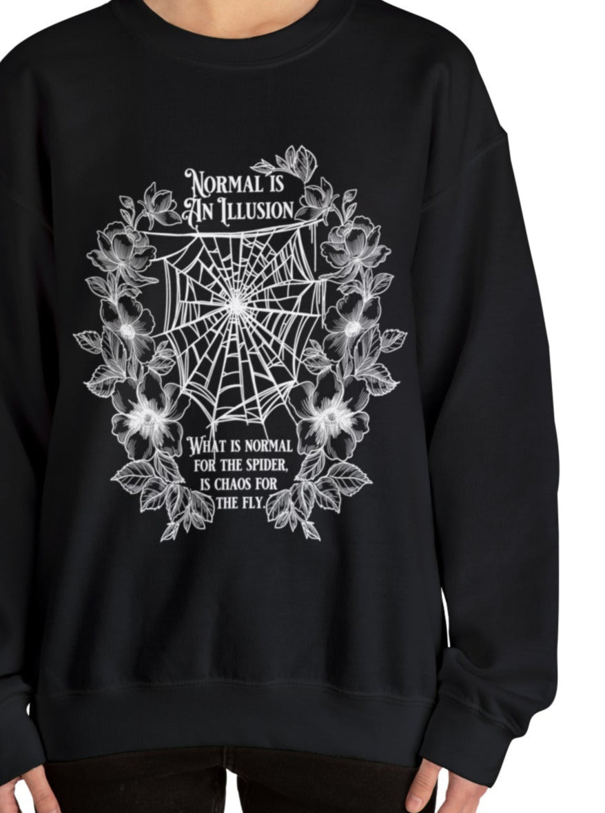 NORMAL IS AN ILLUSION sweatshirt | THEBLACKWARDROBE.COM.