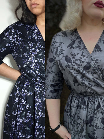 WRAP MIDI-DRESSES BUNDLE  (Ravens & Blossoms)