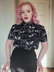 SHORT-SLEEVE COLLARED SHIRT (Botanical Bats print)