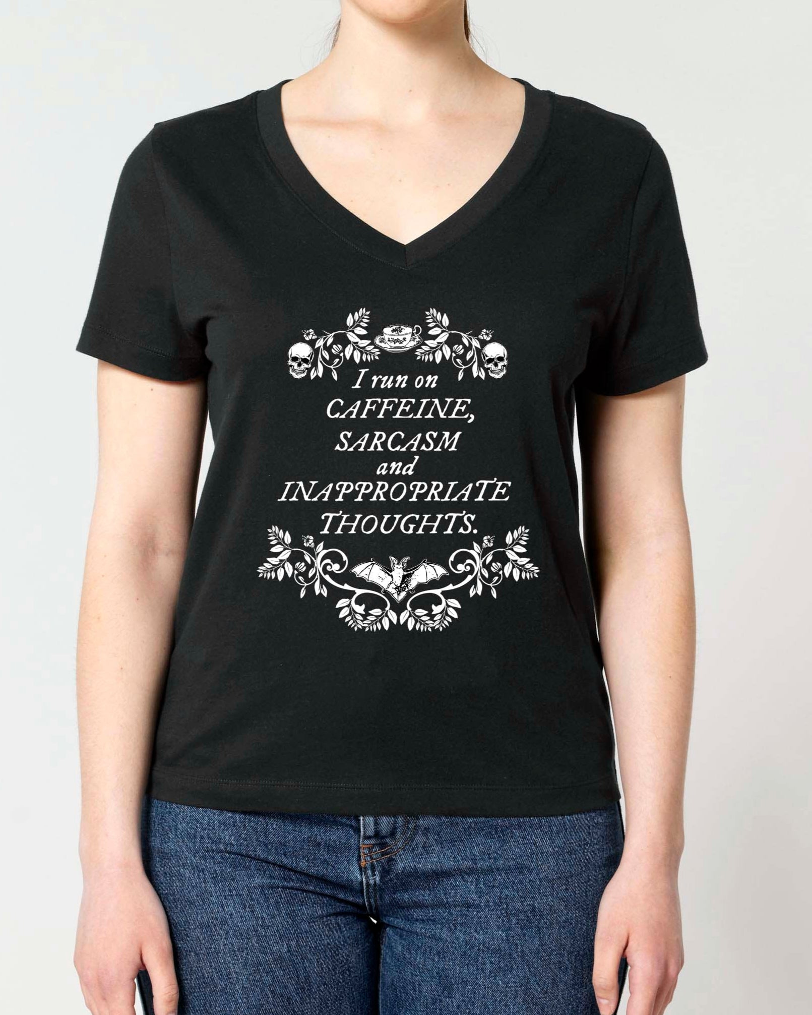 (V-NECK) CAFFEINE THOUGHTS t-shirt