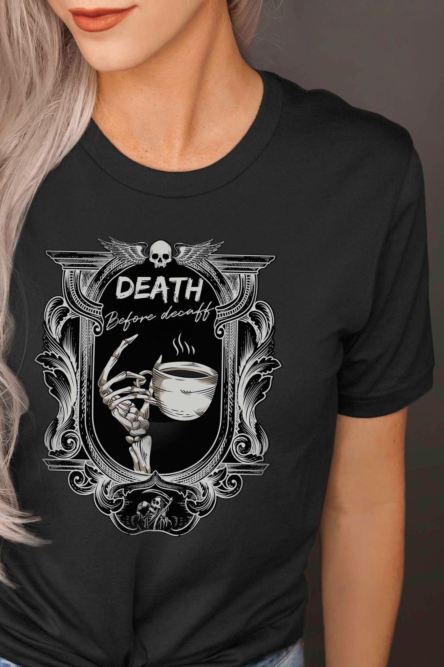 DEATH BEFORE DECAFF t-shirt