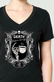 (V-NECK) DEATH BEFORE DECAFF t-shirt
