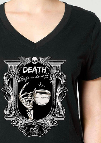 (V-NECK) DEATH BEFORE DECAFF t-shirt