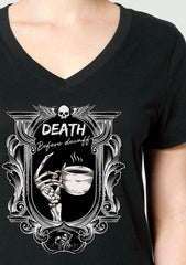 (V-NECK) DEATH BEFORE DECAFF t-shirt