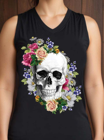 FLORAL SKULL tank-top