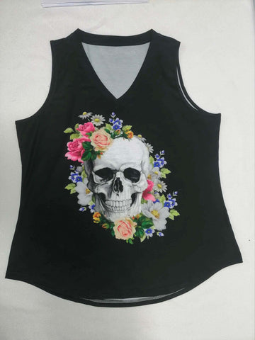 FLORAL SKULL tank-top