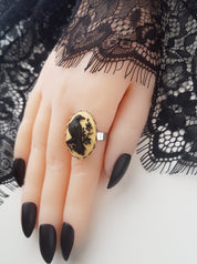 SILVER RAVEN CAMEO RING
