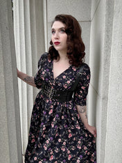 WRAP-FRONT MIDI DRESS (Spring Flying Bats print)
