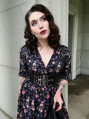 WRAP-FRONT MIDI DRESS (Spring Flying Bats print)