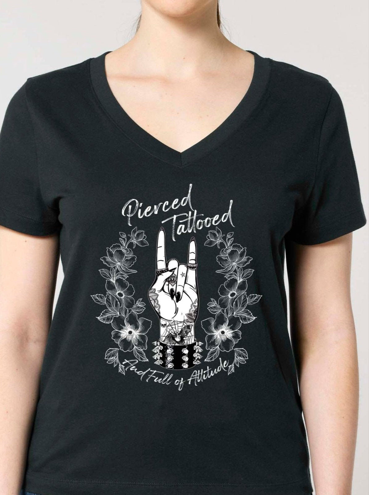 (V-NECK) PIERCED, TATTOOED AND FULL OF ATTITUDE t-shirt
